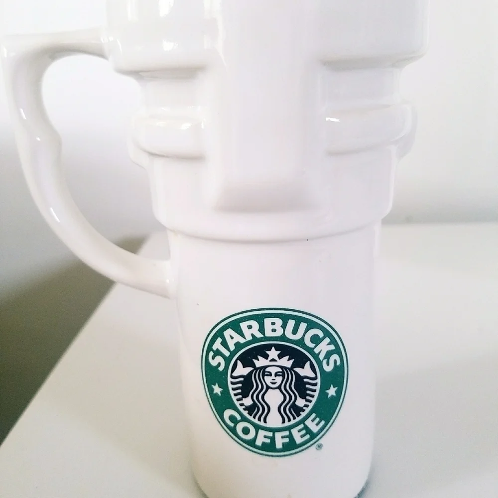 Vintage Rare Starbucks Tall Travel Mug Mermaid Logo Ceramic